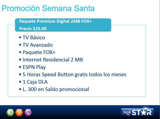 Paquete Premium Digital 2MB + Fox+  Super Promoción de Semana Santa a $ 29.00!