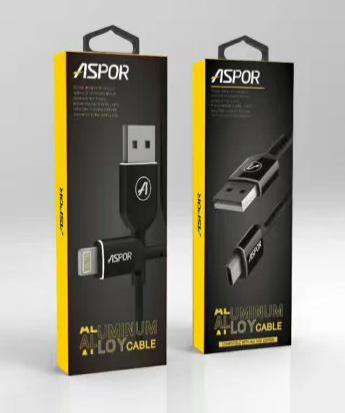 Cable USB a USB-C Aspor A123 1.2 M Negro 3 MG