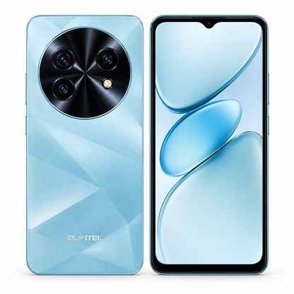 Oukitel C5 256GB color Azul, vista frontal y trasera