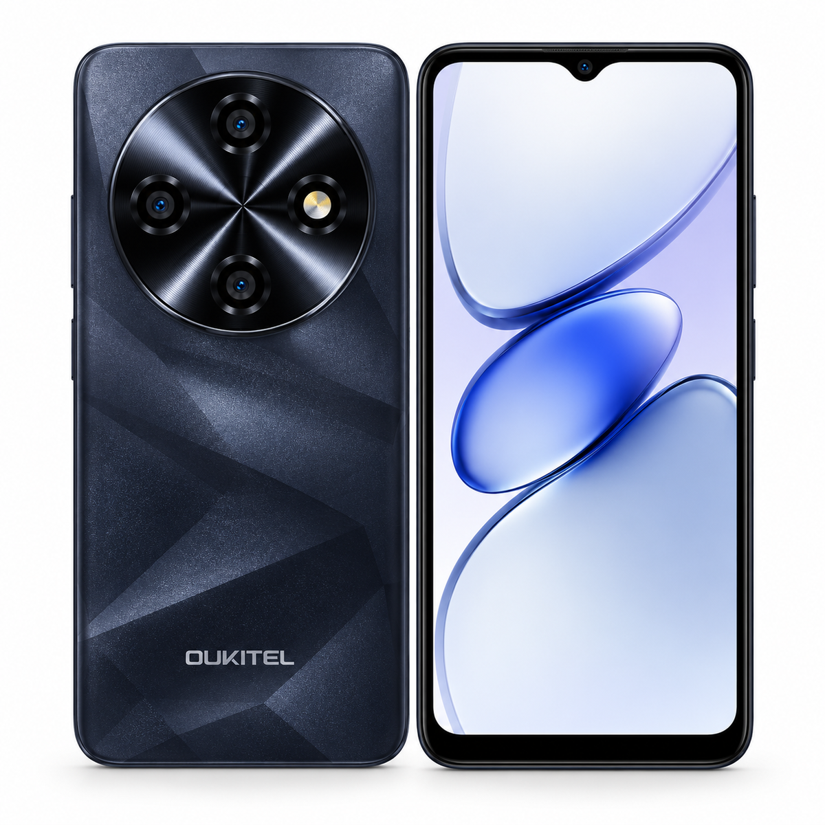 Oukitel C5 256GB color Black, vista frontal y trasera