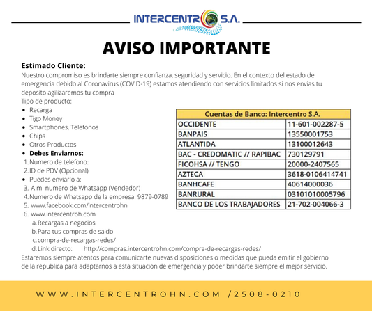 Cuentas de Intercentro