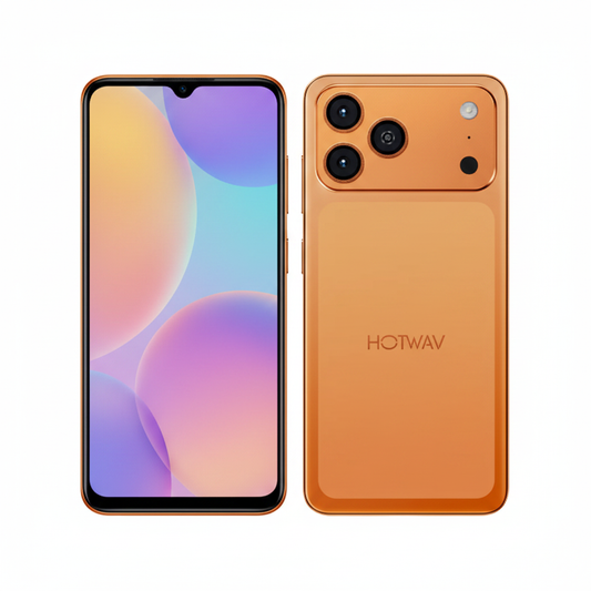 Hotwav A17 Pro Max Naranja - Vista frontal y trasera