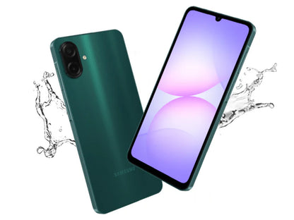 Samsung Galaxy A07 Green vista frontal y trasera