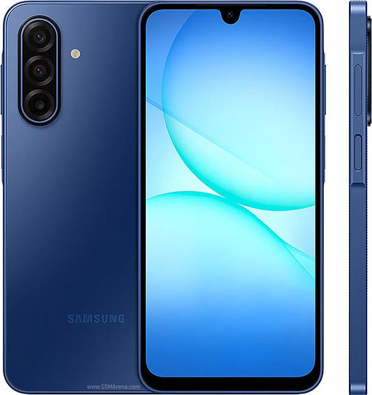 Samsung Galaxy A17 azul vista frontal